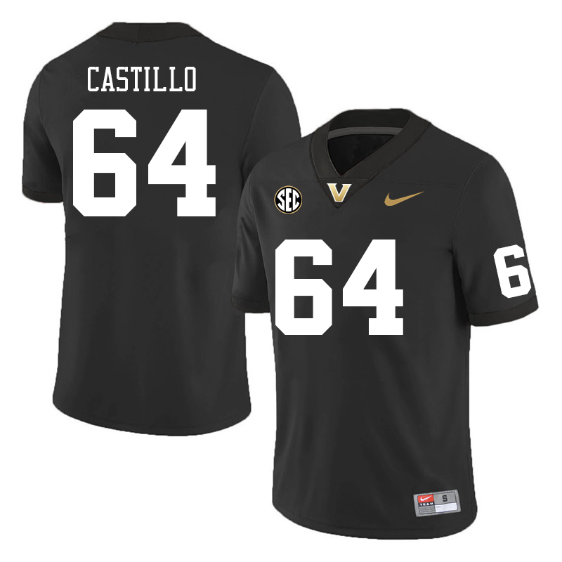 Vanderbilt Commodores #64 Delfin Xavier Castillo College Football Jerseys Sale Stitched-Black